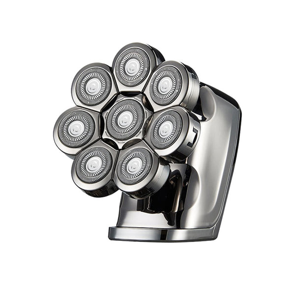 New digital electric shaver with eight rotary blades in a metallic silver finish, designed for a close shave. - Image 4