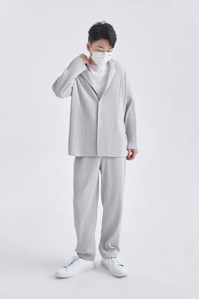 Blazer Plisado de Manga Larga para Hombre Sanzhai - Image 16