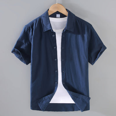 Camisa de Lino Hombre Manga Corta Suelta Casual - Image 8