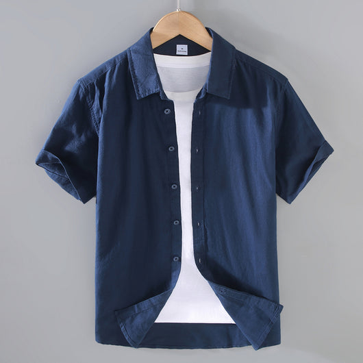 Camisa de Lino Hombre Manga Corta Suelta Casual - Image 8