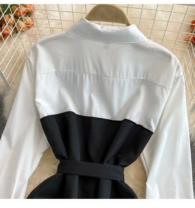 Vestido Ejecutivo con Corbata Integrada y Cuello Solapa - Image 17