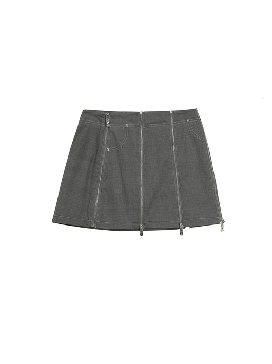 Falda Gris Baja de Tiro con Cierre - Versátil y Moderna - Image 5