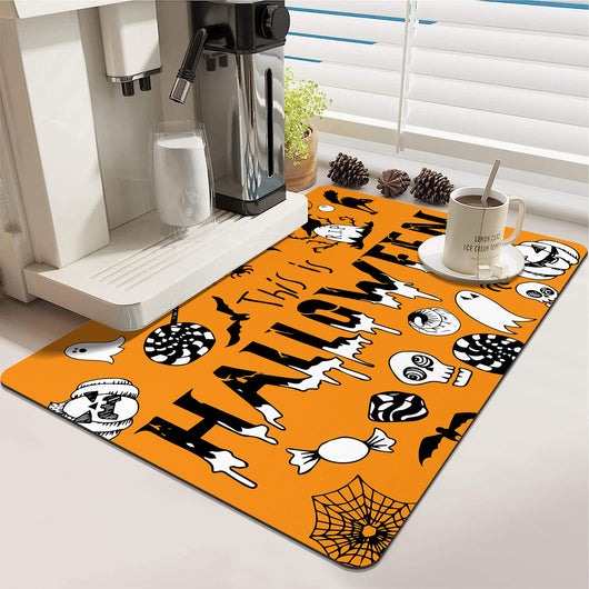 Tapete de Drenaje de Agua para Encimera con Impresión de Calabaza de Halloween - Image 11