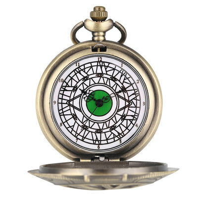 Reloj de Bolsillo Vintage Hueco con Temática de Motocicleta y Ojo Antiguo - Image 9