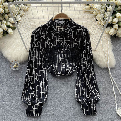Blusa Larga de Chifón Estampada para Mujer - Transición Perfecta al Otoño - Image 20