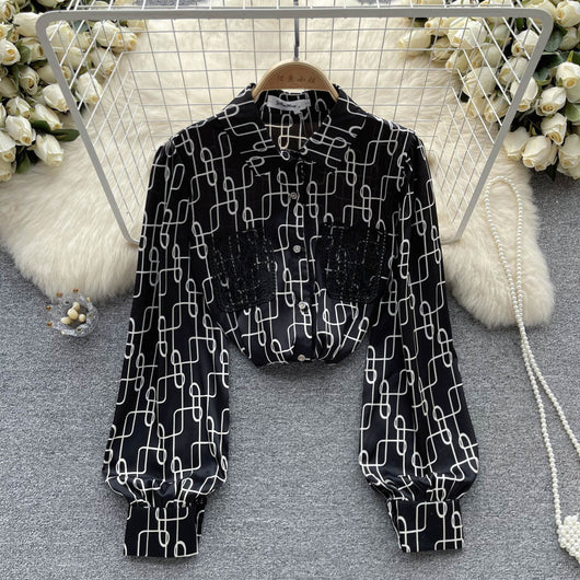 Blusa Larga de Chifón Estampada para Mujer - Transición Perfecta al Otoño - Image 20