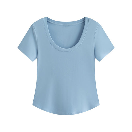 Blusa Slim Fit Escote U Manga Corta Efecto Adelgazante - Image 11