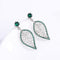 Aretes de Plata 925 con Diamantes Verdes Diseño Hoja