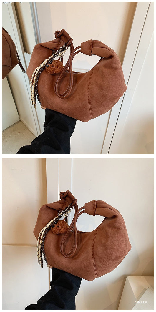 Bolso Bandolera Retro de Gamuza y Forro Polar - Minimalista de Gran Capacidad - Image 12
