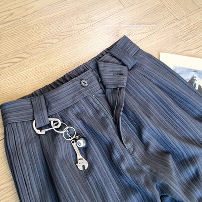 Pantalones de Vestir Rayas Hombre Pierna Recta Corte Amplio - Image 3