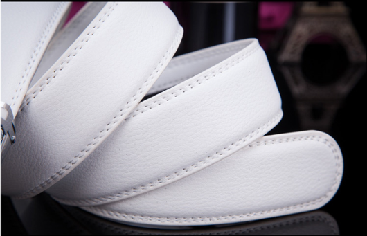 Cinturón de Cuero para Hombre con Hebilla Automática Aleación Blanco - Image 6