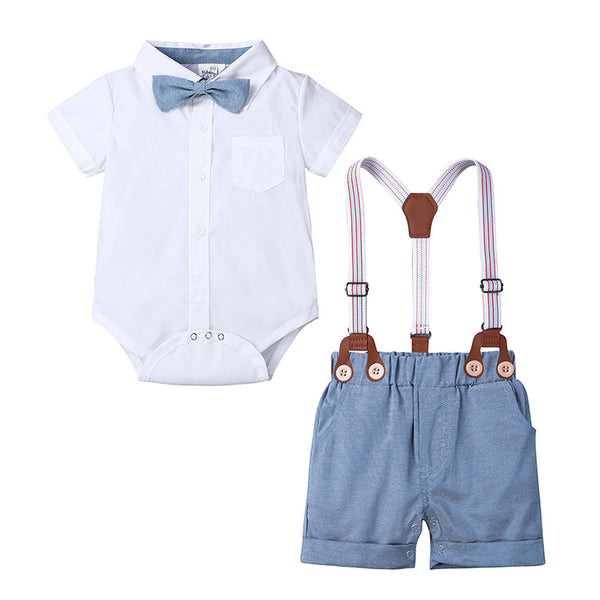Conjunto Infantil: Camisa Blanca y Overol de Tirantes