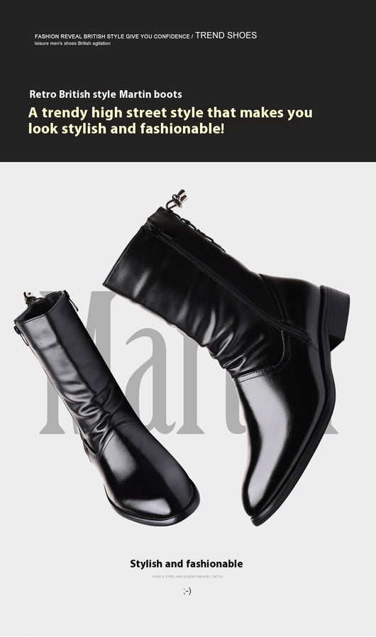 Botas Altas de Cuero para Hombre Estilo Británico-Coreano - Image 20