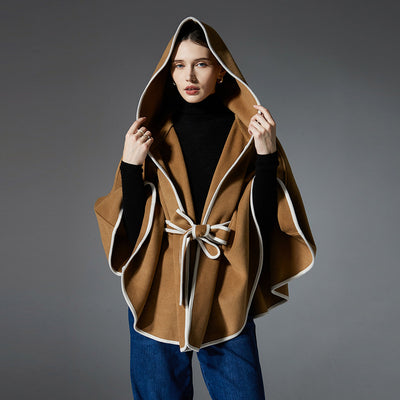 Poncho Abrigo Reversible de Lana con Capucha - Image 4