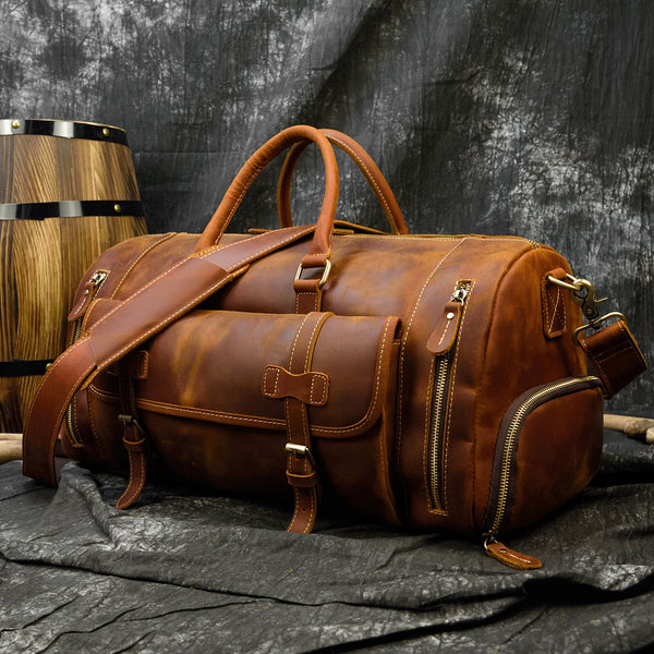 Bolsa de Viaje Ejecutiva en Cuero Genuino - Gran Capacidad para Hombre