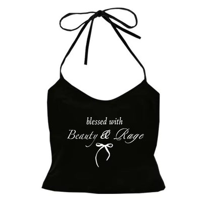 Top Halter con Estampado de Moño y Tirantes Finos - Image 2