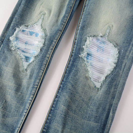 Jeans Rotos con Parches de Color Estilo Retro - Image 4