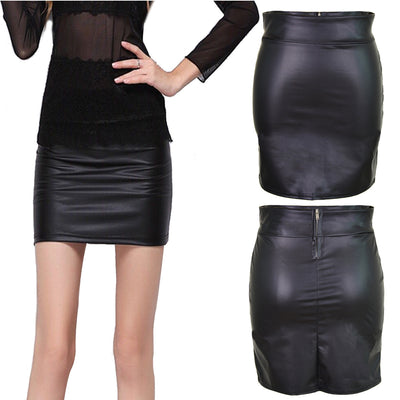 Falda de Cuero Sintético Talle Alto con Bolsillos para Mujeres Plus Size - Image 5