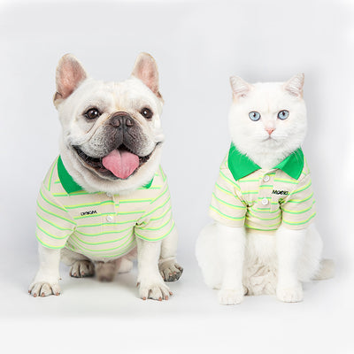 Polo de Algodón Ligero a Rayas Verdes para Mascotas - Ropa de Verano - Image 13