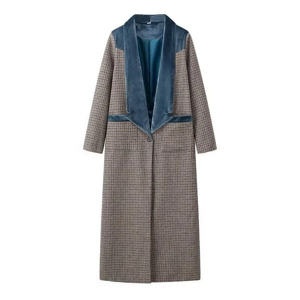 Abrigo de Lana a Cuadros Combinado para Mujer - Image 3