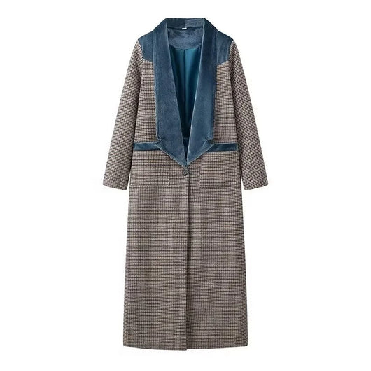 Abrigo de Lana a Cuadros Combinado para Mujer - Image 3