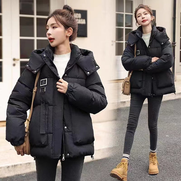 Abrigo Térmico Suelto con Capucha para Mujer - Diseño Chic y Aislante
