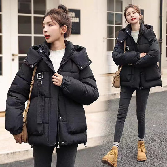 Abrigo Térmico Suelto con Capucha para Mujer - Diseño Chic y Aislante