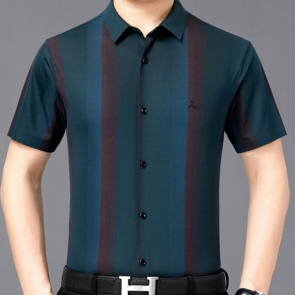 Camisa Casual de Hombre Verano Rayas Contraste Suelta