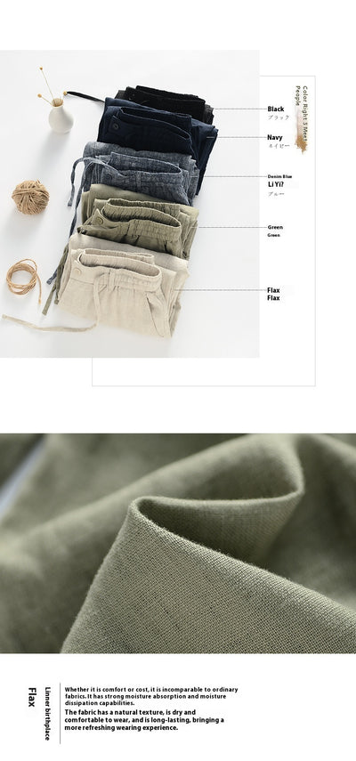 Pantalones de Lino Casuales Cintura Media Transpirables para Jóvenes - Image 17