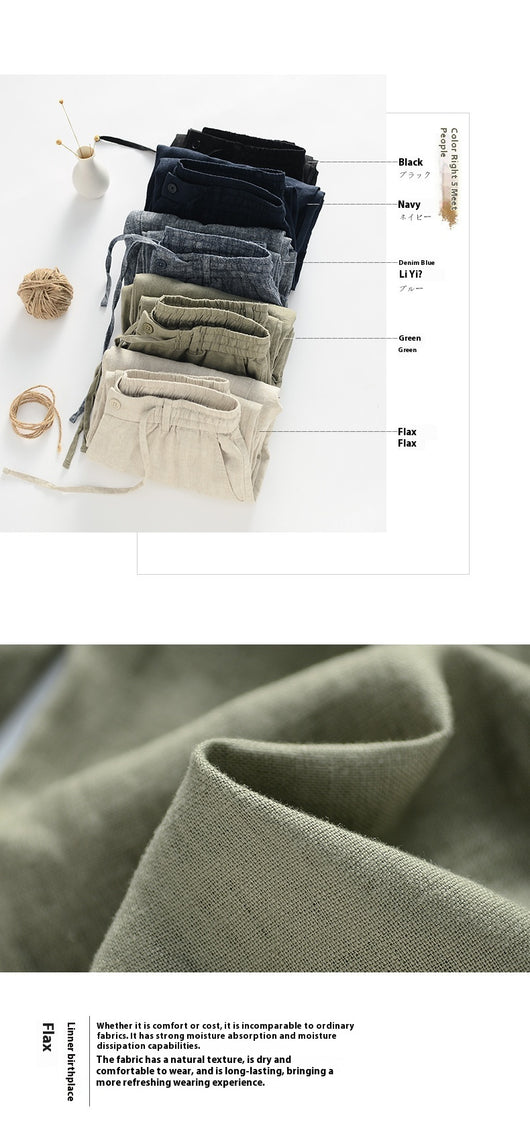 Pantalones de Lino Casuales Cintura Media Transpirables para Jóvenes - Image 17