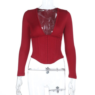 Blusa Casual Ajustada de Manga Larga en Colores Lisos - Image 9