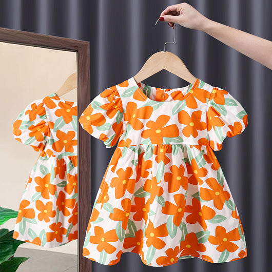 Vestido Floral de Princesa con Manga Corta para Niñas - Image 16