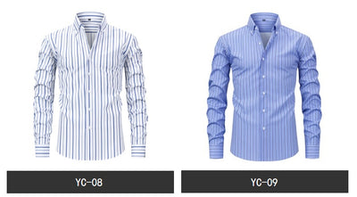 Camisa Estampada Digital a Rayas con Cuello Solapa - Manga Larga para Hombre - Image 19