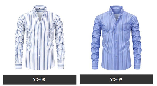 Camisa Estampada Digital a Rayas con Cuello Solapa - Manga Larga para Hombre - Image 19