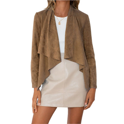 Chaqueta Casual de Terciopelo Gamuza Sintética con Solapa Temperamento - Image 6