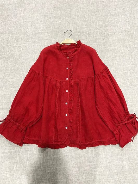 Blusa Lino Artística Estilo Japonés con Mangas Princesa - Image 5
