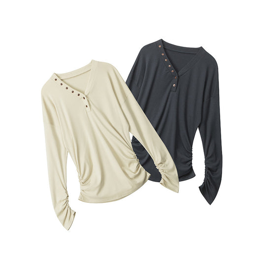 Blusa Elegante de Manga Larga con Cuello en V y Cintura Ajustada - Image 5