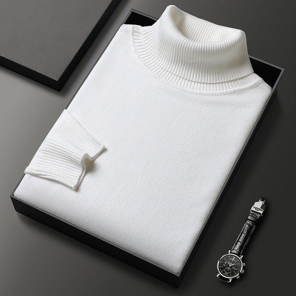 Suéter Cuello Alto Slim Fit para Hombre - Pullover Básico de Color Sólido