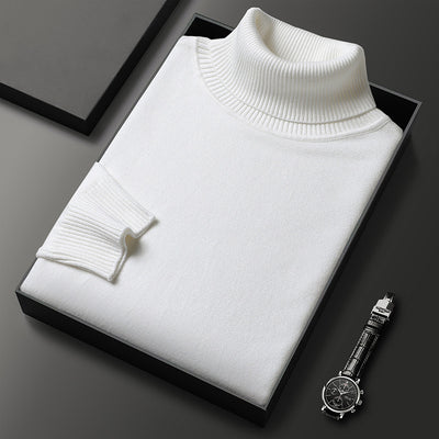 Suéter Cuello Alto Slim Fit para Hombre - Pullover Básico de Color Sólido