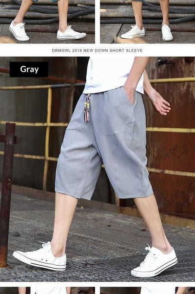 Pantalones Cortos de Lino Holgados para Hombre - Image 16