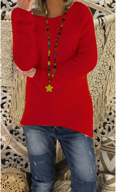 Suéter Holgado de Manga Larga Liso para Mujer - Otoño e Invierno - Image 29