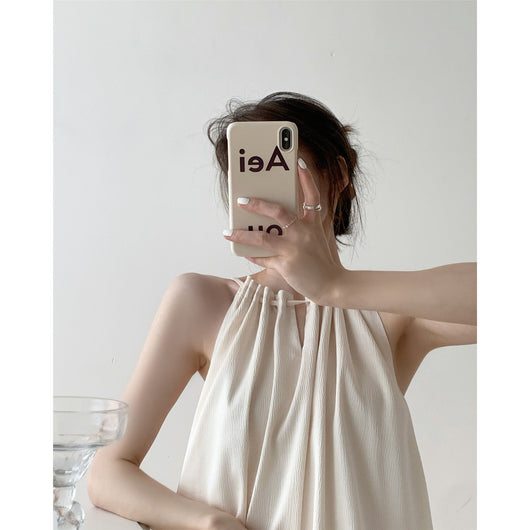 Vestido Halter con Textura Fruncida y Cierre Anudado - Image 8