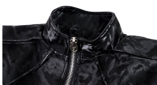 Chaqueta de Cuero Punk Negra para Motociclista - Image 16