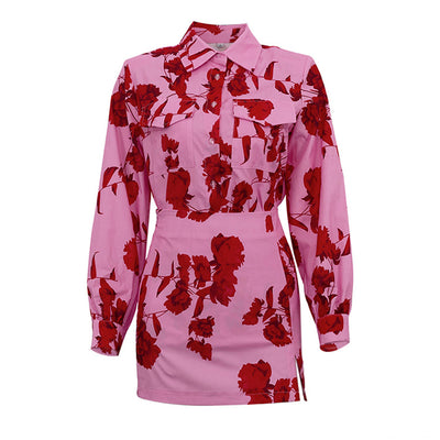 Conjunto Ejecutivo: Camisa Estampada con Falda de Cintura Alta y Abertura Lateral - Image 4
