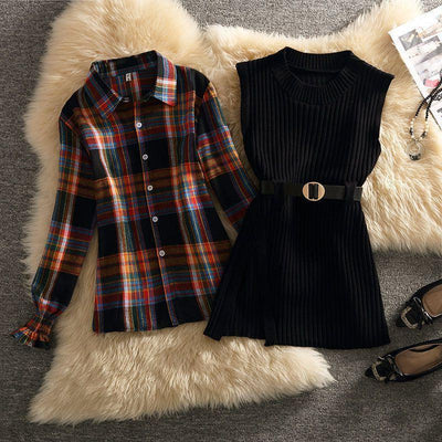 Conjunto Dos Piezas: Suéter con Cuello Polo para Mujer