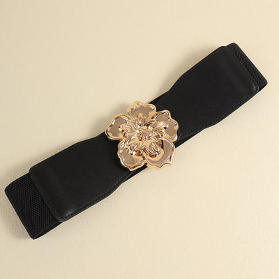 Cinturón Elástico para Mujer con Hebilla Floral Dorada - Accesorio Elegante para Vestidos - Image 9