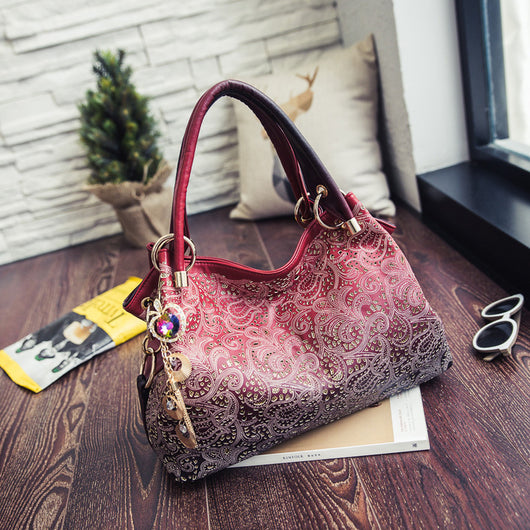 Bolso de Hombro Capacidad Extra Grande con Patrón Pavo Real