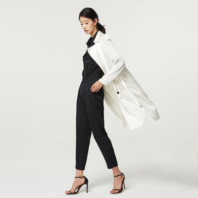 Abrigo Trench de Seda Doble Largo para Mujer - Image 4