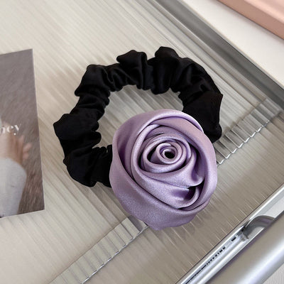 Anillo para Cabello de Satén con Rosa Hecha a Mano - Alta Elasticidad - Image 9