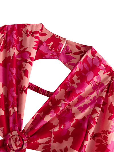 Vestido Retro Europeo Hueco con Estampado Irregular - Image 9